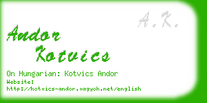 andor kotvics business card